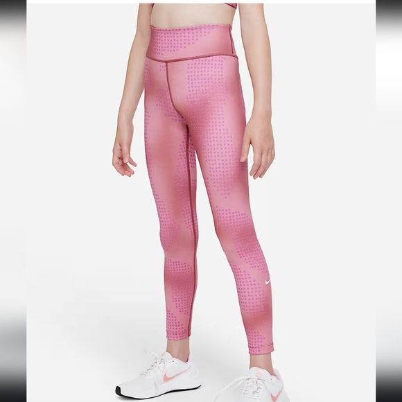 Nike Girl's Leggings Like New Pink Sz Large - Picture 1 of 10